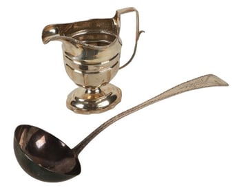 Philadelphia Coin Silver Ladle and Creamer