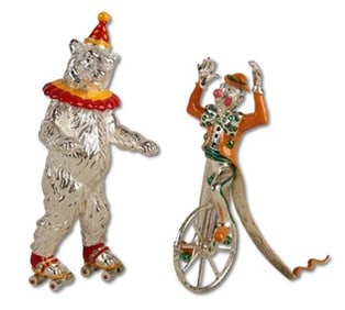 (2) Tiffany and Co. Sterling Enameled Circus Figures
