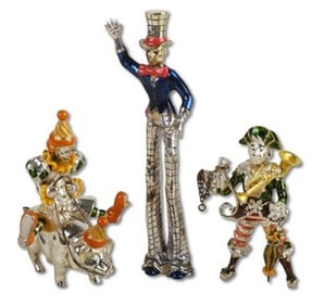 (3) Tiffany and Co. Sterling Enameled Circus Figures
