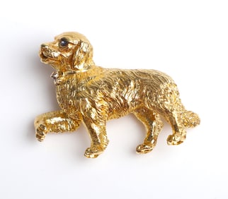 Tiffany and Co. 18K Yellow Gold Dog Brooch