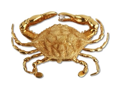 18K Yellow Gold Crab Form Brooch