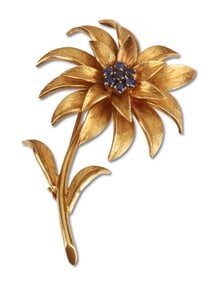 18K Yellow Gold Tiffany and Co. Flower Brooch