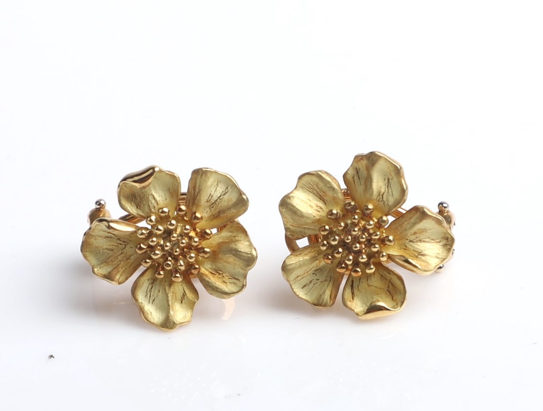 Tiffany and Co. 18K Yellow Gold Flower Form Earrings (1 of 4)