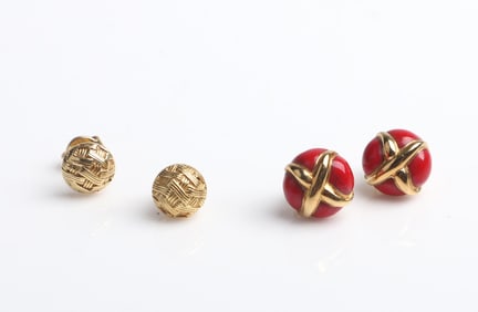 (2) Tiffany and Co. 18K Yellow Gold Earrings