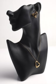 Tiffany and Co. Open Heart Necklace and Earrings