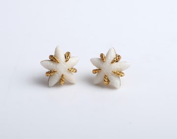 18K & Carved White Coral Valentin Magro Earrings