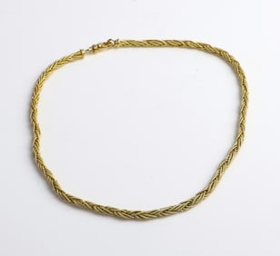 18K Yellow Gold Braided Snake Chain Necklace