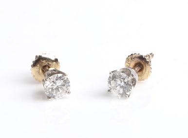14K Set Round Brilliant Diamond Earrings