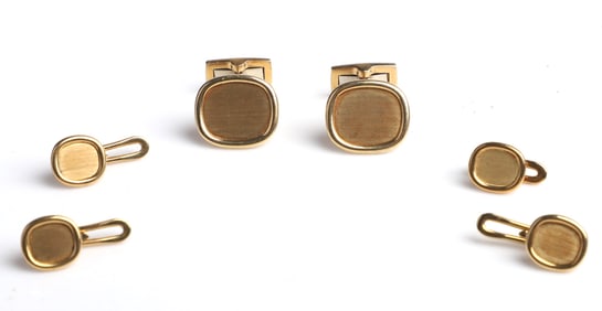 18K Yellow Gold Cufflinks and Stud Buttons