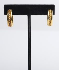 18K Yellow Gold Craig Drake Braided Hoop Earrings