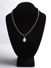 18K Yellow Gold Craig Drake Pearl Pendant Necklace