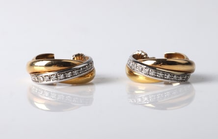 18K 2-Tone Craig Drake Diamond Hoop Earrings