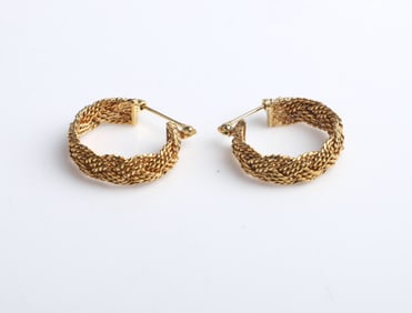 18K Gold AGA Correa Turks Head Hoop Earrings