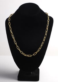 18K Yellow Gold Smooth and Twist Link Necklace