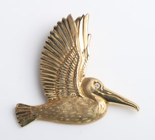 14K Yellow Gold William E. Wilson Pelican Pendant