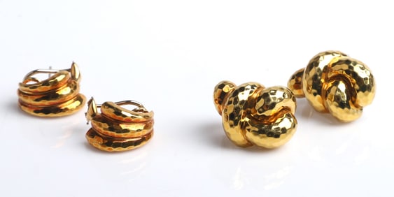 (2) Pairs 18K Yellow Gold Henry Dunay Earrings