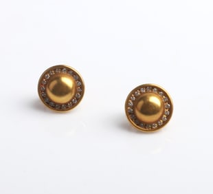 18K Diamond Barry Kieselstein Cord Button Earrings