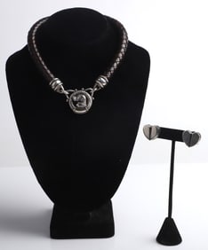 Sterling Silver Kieselstein Cord Necklace & Earrings