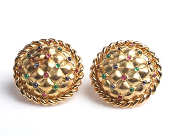 18K Oscar Heyman Quilted Statement Earrings