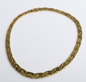 18K Yellow Gold Flat Link Statement Necklace
