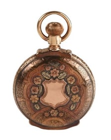 14K Elgin Box Hinge Hunt Case Stag Pocketwatch