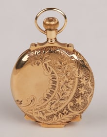 14K Hamilton Bird and Fauna Case Pocketwatch