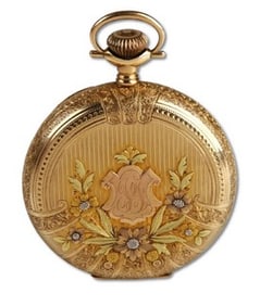 14K Hamilton Stag Head Hunt Case Pocketwatch