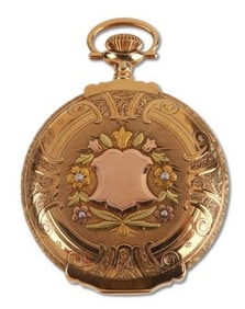 14K Elgin Stag Head Tri-Color Pocketwatch