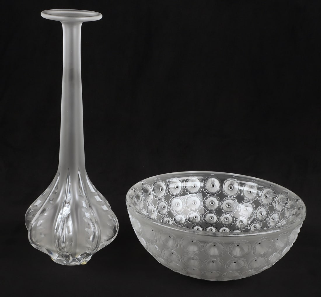 Lalique Crystal Nemours Bowl & Marie Claude Vase (1 of 10)