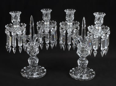 Baccarat Bambous Crystal Candelabra Pair