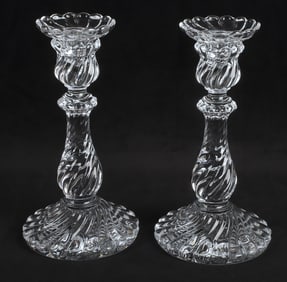 Baccarat Bambous Crystal Candlestick Pair