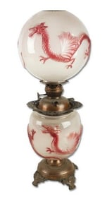 Pittsburgh Lamp Brass & Glass dragon parlor lamp
