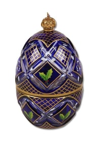 Theo Faberge Cobalt Glass & Gilded 'Winter Egg'