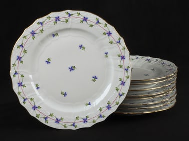 (9) Herend Blue Garland  11" service plates/chargers