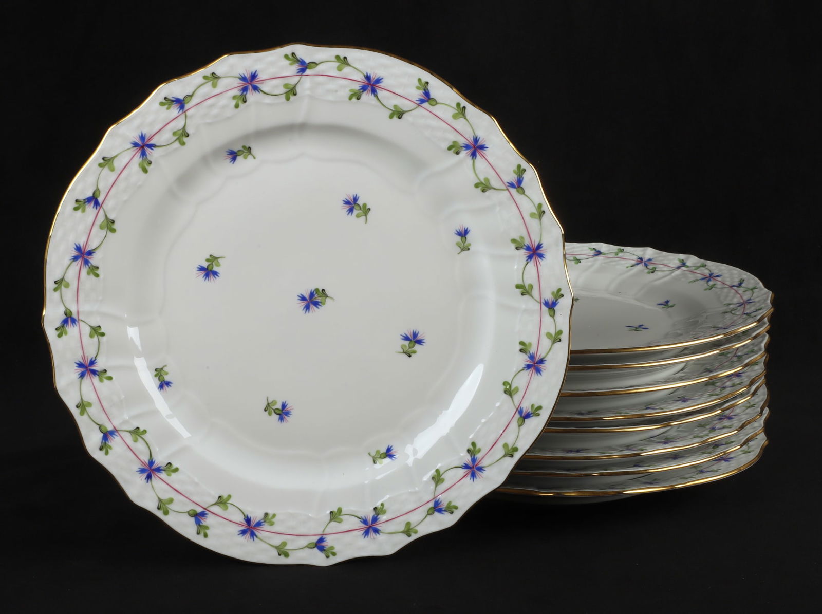 (9) Herend Blue Garland  11" service plates/chargers (1 of 7)