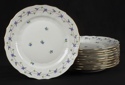 (10) Herend Blue Garland 10-1/4" dinner plates
