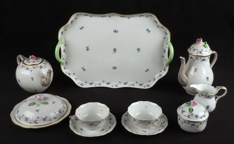 (10) Piece Herend Blue Garland breakfast set