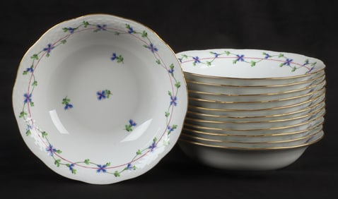 (12) Herend Blue Garland cereal bowls