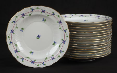(17) Herend Blue Garland 7-1/4" salad plates