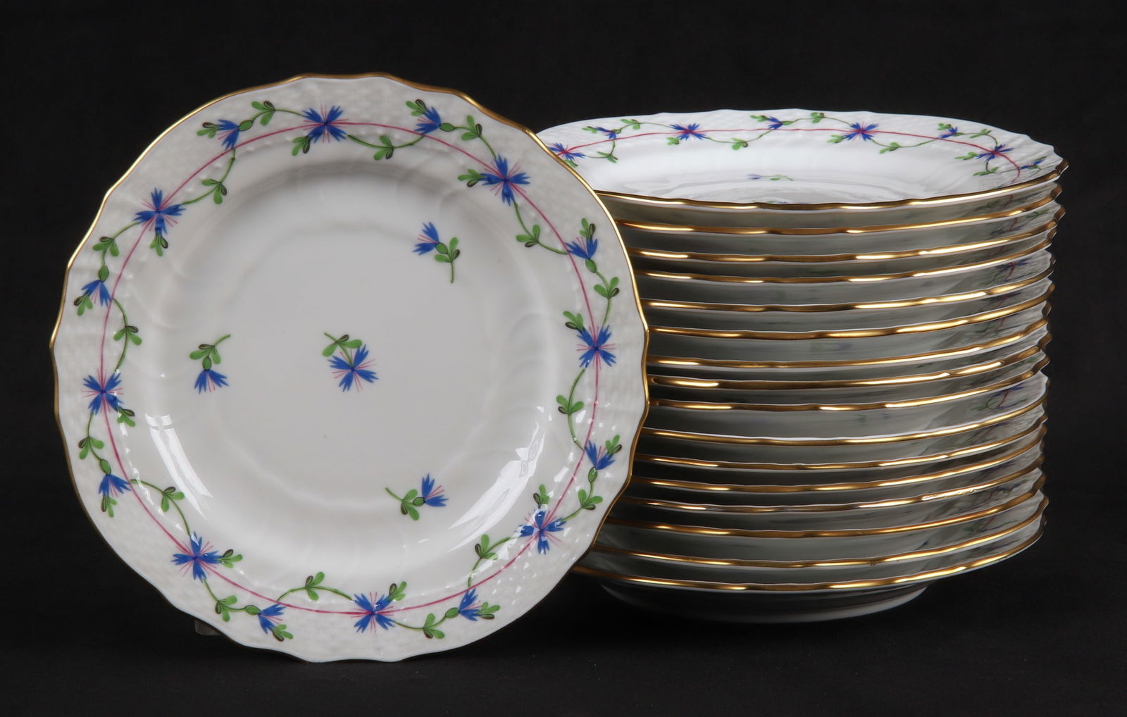 (17) Herend Blue Garland 6-1/4" B&B plates (1 of 7)