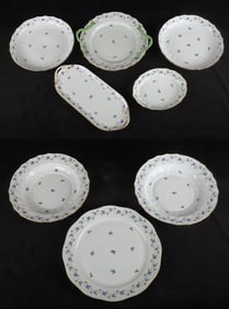 (8) Herend Blue Garland trays & shallow bowls