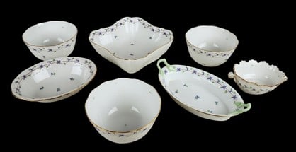 (7) Herend Blue Garland serving bowls