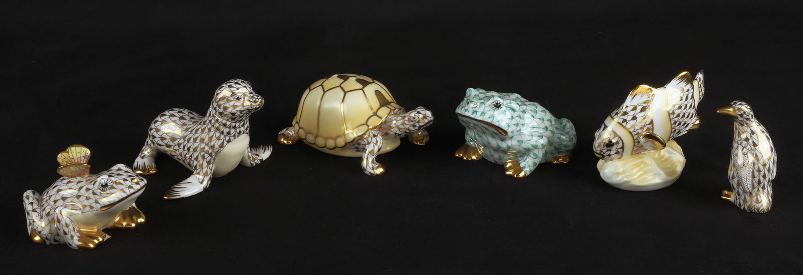 (6) Herend fishnet aquatic figures (1 of 14)