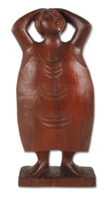 Clement Renzi Carved Wood Sculpture of a Woman