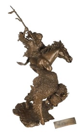 Mark Hopkins Bronze "His First Buffalo"