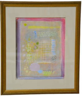 Robert Natkin Abstract Composition: Robert Natkin (American, 1930-2010) abstract composition, mixed media, signed "Natkin 1966", inscribed "Happy New Year, Ben - with much respect and affection from Bob & Judy", 15" x 12 sight, framed 2