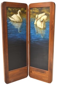 William Wolk Large Diptych Swan Painting