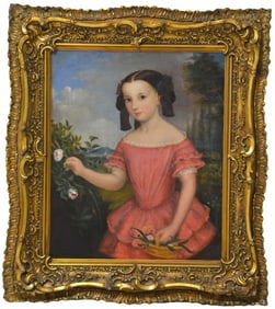 19th C American School Portrait of a Girl