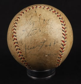 Multi-signed 1928 baseball, Cobb, Foxx, and more
