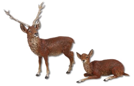 A Pair of Cold Painted Vienna Bronze Deer